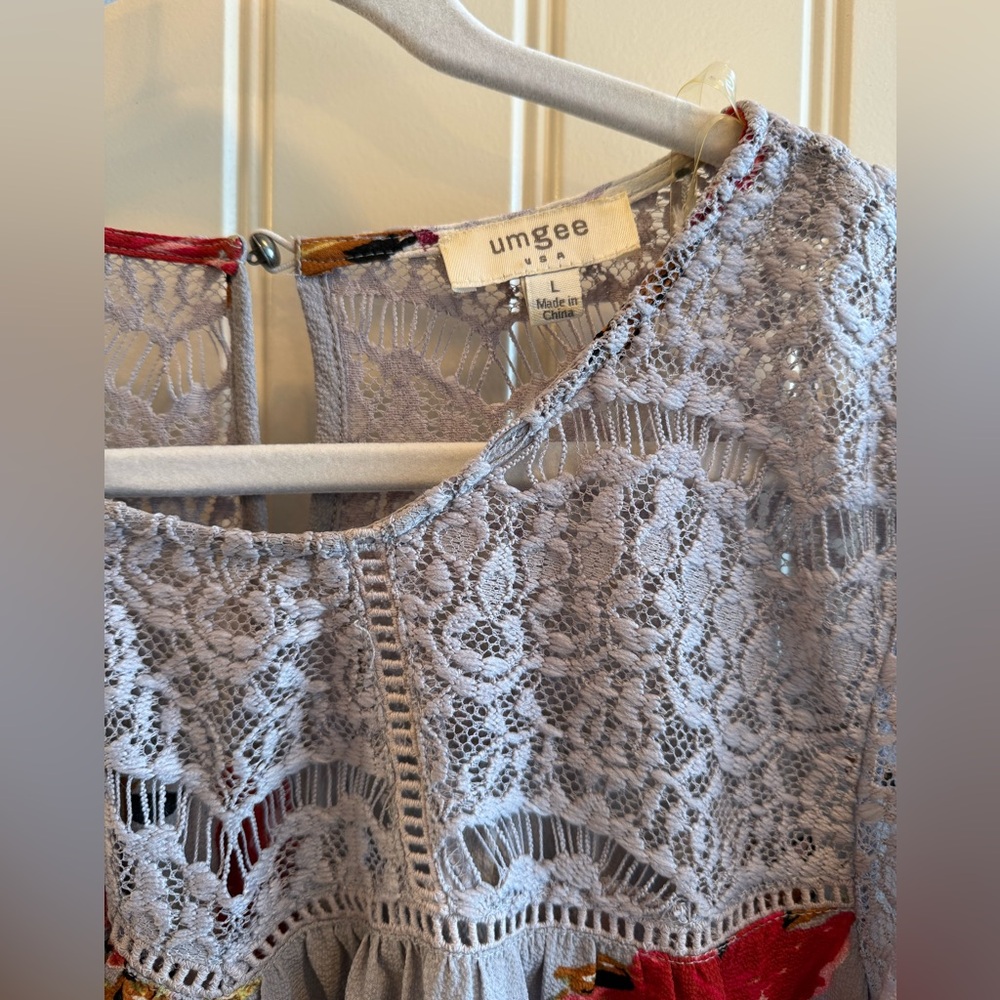 Umgee Floral Lace Long Sleeve Dress - Picture 3 of 9